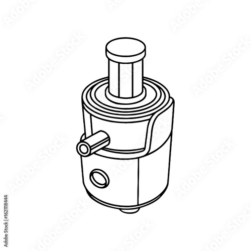 Line art depicting a modern juicer, suitable for food preparation or healthy lifestyle designs within culinary projects.