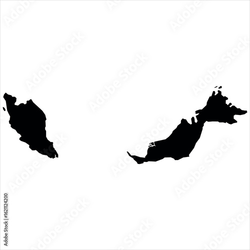 Malaysia Sillouette Map Vector Isloated On White Background