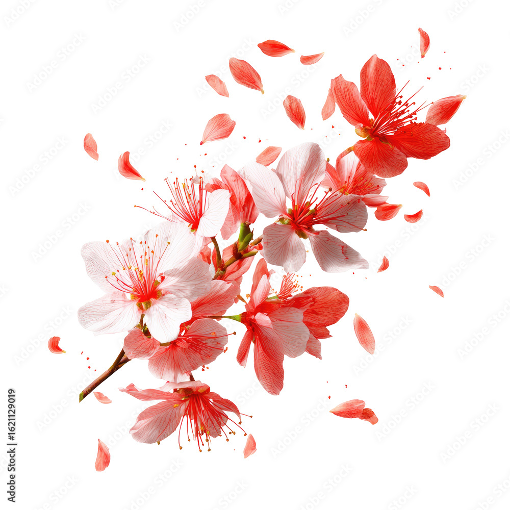 Naklejka premium A vibrant display of pink and white blossoms