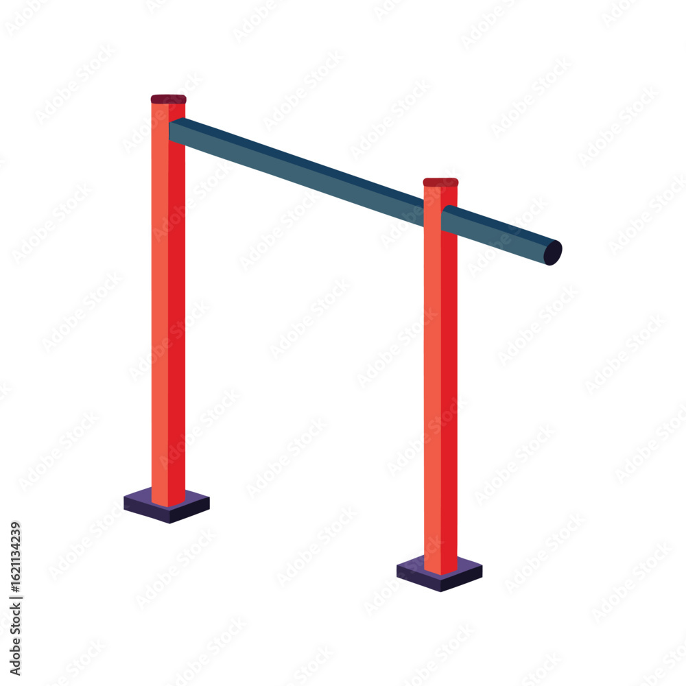 Red and Blue Pull Up Bar for Outdoor Fitness and Exercise on white background Red and Blue Pull Up Bar for Outdoor Fitness and Exercise on white background