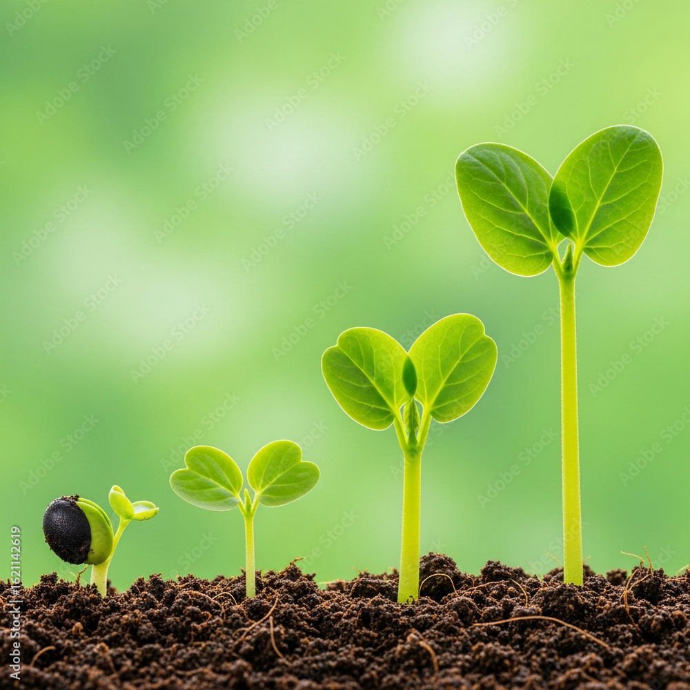 Naklejka premium Four stages of plant growth.