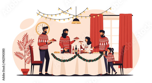 Family Christmas Celebration: A Gathering of Loved Ones Around the Dinner Table
