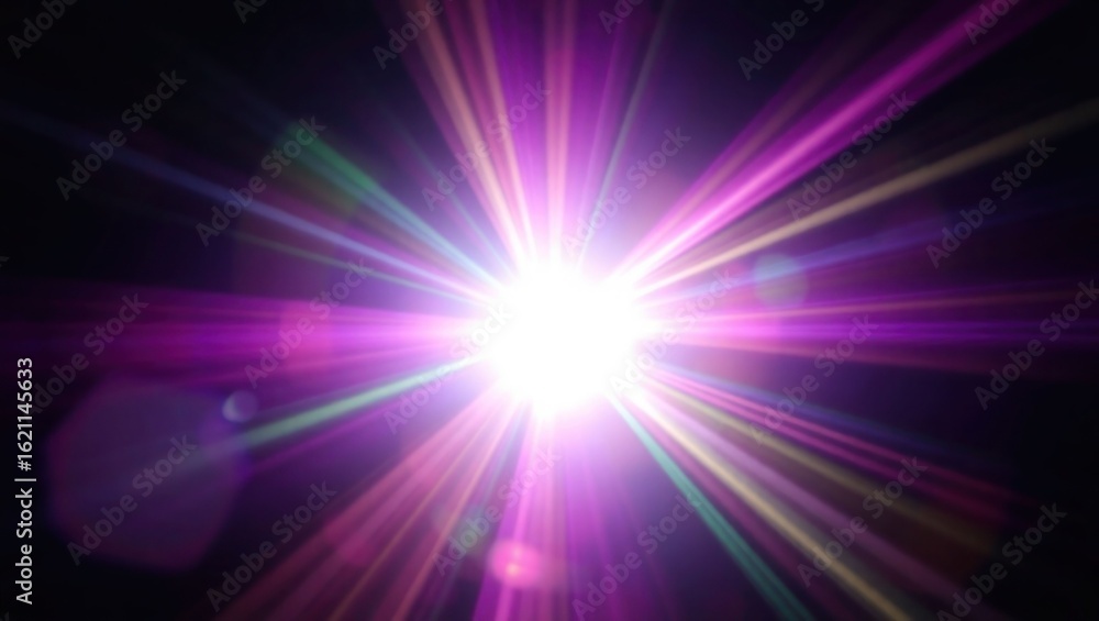 Obraz premium Blurred rainbow refraction overlay effect. Light lens prism effect on black background. Holographic reflection, crystal flare leak shadow overlay. Colorful rainbow disco ball light