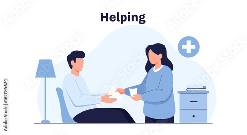 Dedicated Volunteer Delivering Healthcare Supplies To A Patient At Home Assistance