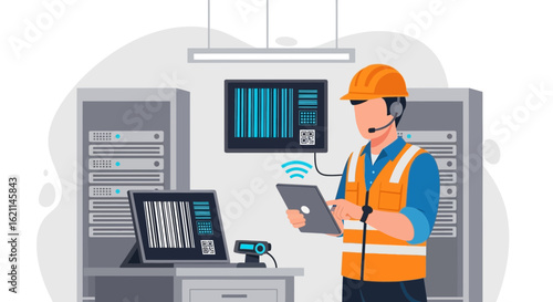 Engineer Integrating Barcode Scanners and Tablets for Enhanced Data Analysis