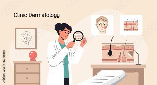 Dermatology Professional Examination Of Skin And Diagnosis In Clinic Workplace
