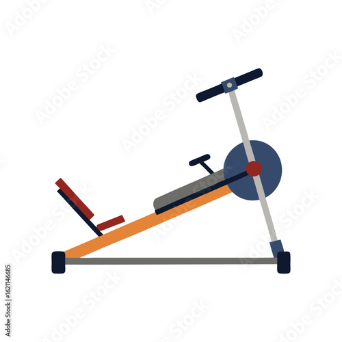 Simplified Illustration of a Recumbent Exercise Bike for Home Fitness on white background
