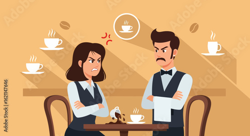Displeased Customer Argues With Waiter Over Spilled Coffee In Restaurant