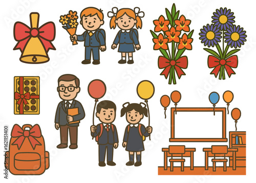 illustration icons set back to school vector on white background
Vector icons back to school september