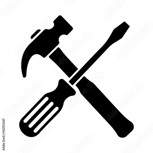 Crossed hammer and screwdriver icon representing handyman service and maintenance
