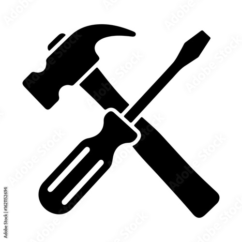Crossed hammer and screwdriver icon symbolizing repair and construction work