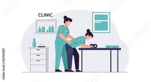 Chiropractor Doing Spinal Alignment on Patient in Clinic Healthcare Setting