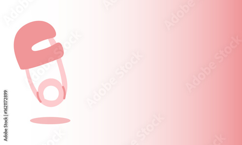 Pink pin on delicate background. Gender party banner pregnant woman dedicated to revealing gender of her baby. Flat color. design is playful, festive, suitable for special occasions. horizontal