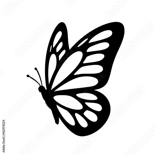 Simple black and white silhouette of a butterfly