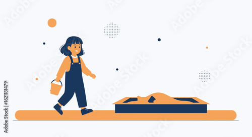 Cheerful Youngster Heading To Sandbox For Outdoor Playtime Fun Activities