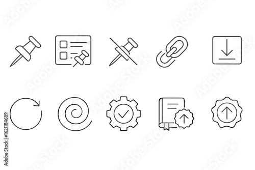 Task management, productivity outline icon set. planning, workflow icons outline collection
