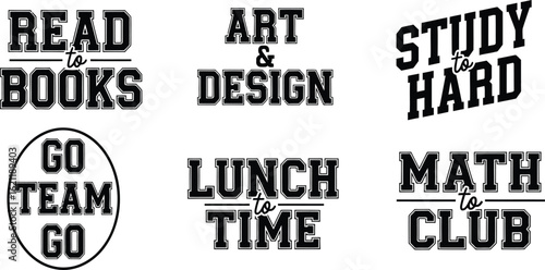 College and School Themed Varsity Typography Set
