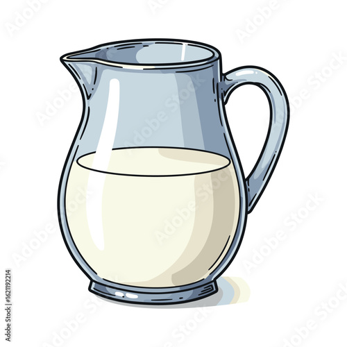 Clear glass pitcher with milk