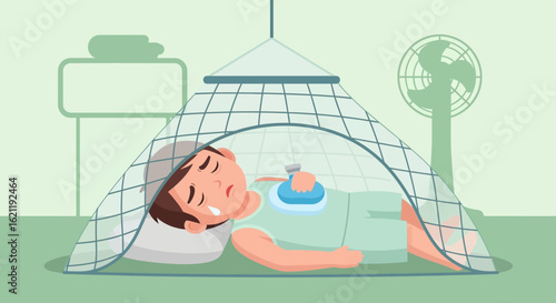 Boy Suffering From Heatstroke Cooling Down With Ice Pack In Hot Weather