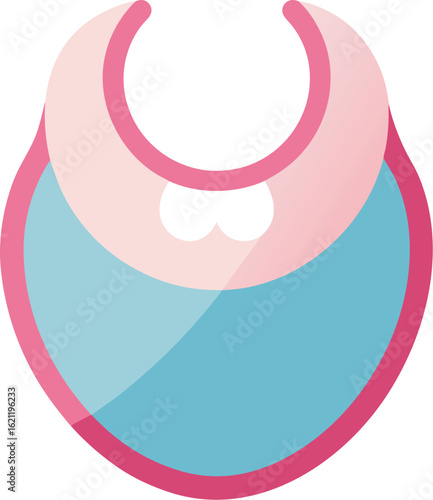 Cute pink and blue baby bib with a catch pocket