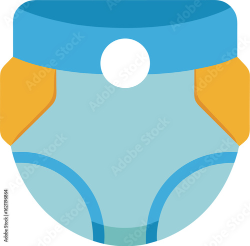 Simple flat icon of a blue baby diaper