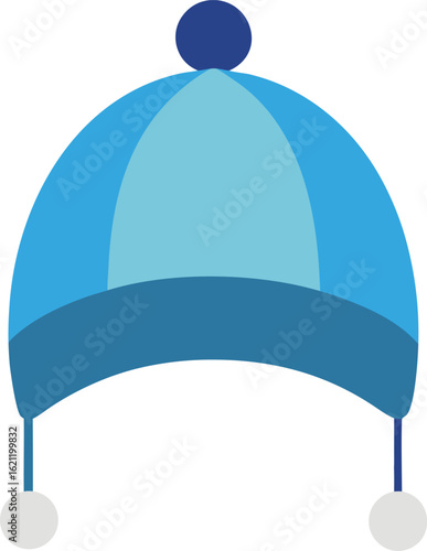 Blue winter hat with pom pom and ear flaps