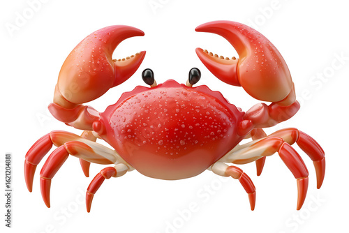 An adorable watercolor illustration of a crab clipart for kids, isolated on a transparent background.

