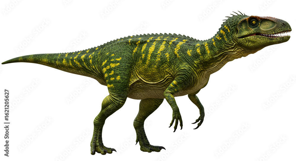 Obraz premium Green Carnivorous Dinosaur On Isolated Transparent Background