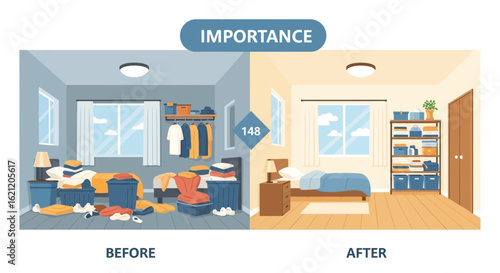 Bedroom Transformation Illustrating The Importance Of Tidiness And A Sense Of Peace