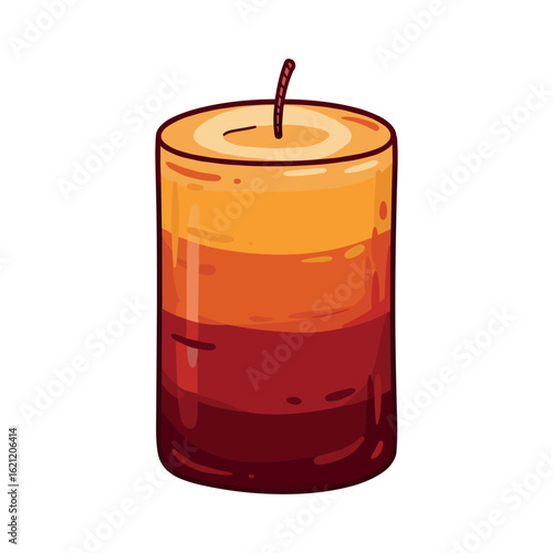 Layered orange and red candle with glossy finish