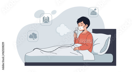 Boy Gets Respiratory Treatment At Home During Illness Season For Relief