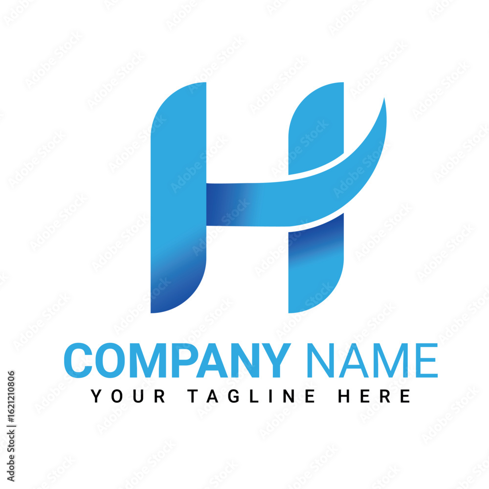 Fototapeta premium Modern Blue H Letter Logo for Business Branding