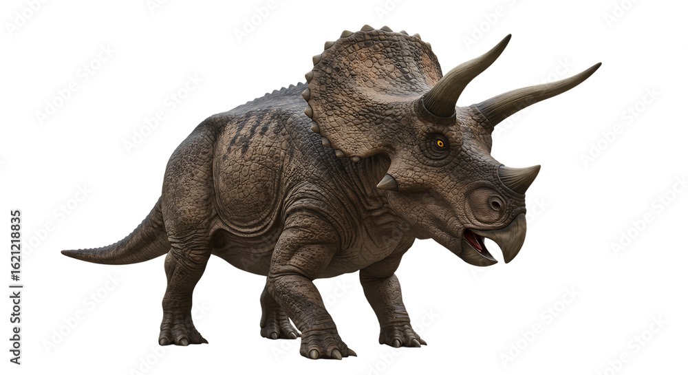 Fototapeta premium 3D Rendering Of Triceratops Prehistoric Horned Dinosaur On Isolated Transparent Background
