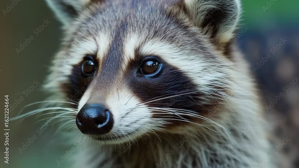 Raccoon looking around, wildlife close up Raccoon looking around, wildlife close up
