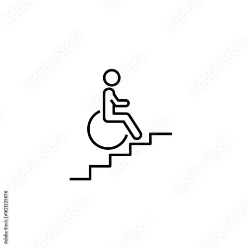 Person using wheelchair on ramp vector illustration on a transparent background