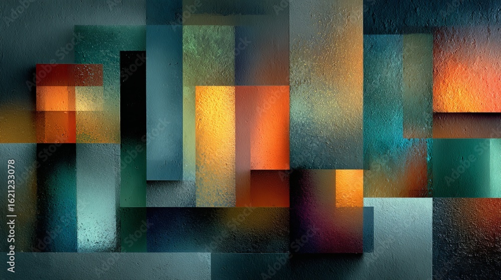 Fototapeta premium Abstract geometric background showing colorful rectangles creating modern art