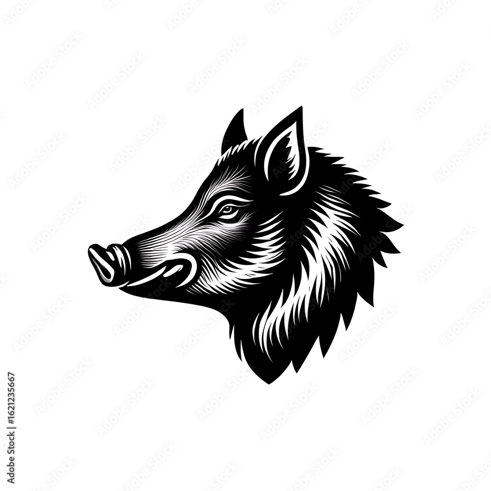 Fototapeta premium Vintage Wild Boar Head Illustration For Tattoo Design Projects