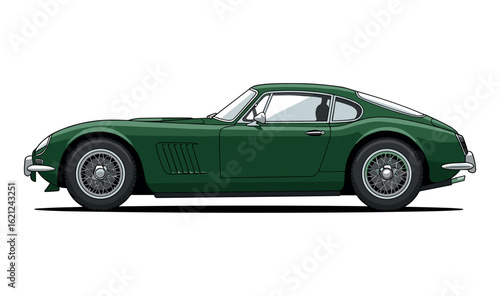 Classic green vintage car side profile
