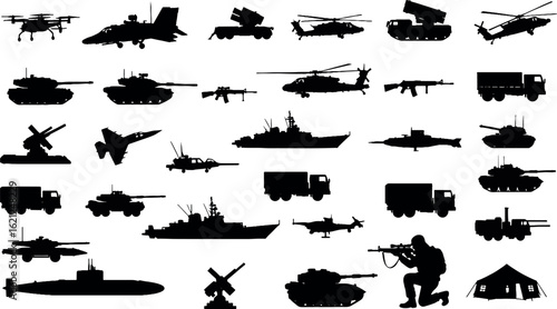 Ultimate Military Silhouette Vector Set: Army, Soldiers, Tanks, Planes & War Icons Collection