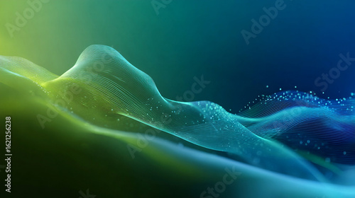 Abstract sustainable energy visualization, flowing renewable power concepts, professional lighting with hopeful atmosphere, soft green and blue gradient palette, clean futuristic design