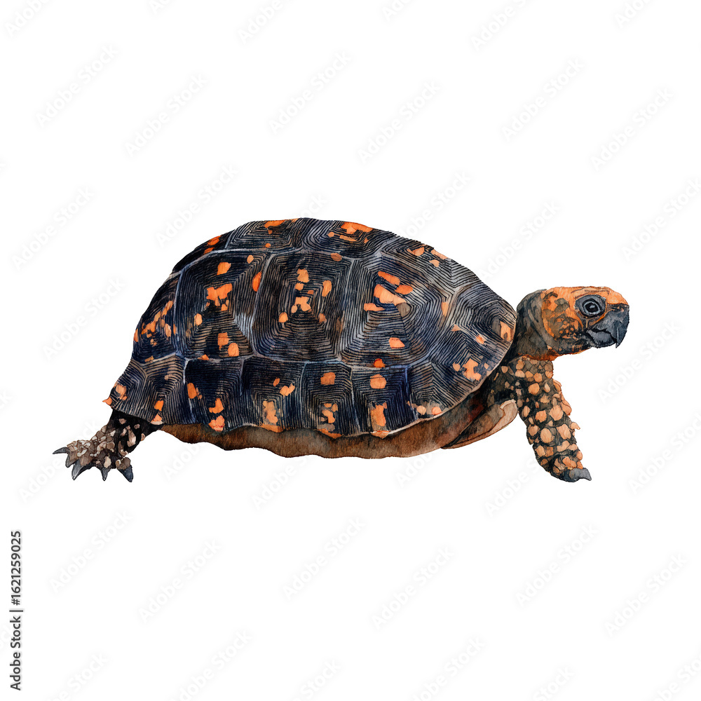 Fototapeta premium Watercolor animal illustration, eastern box turtle isolated on transparent background