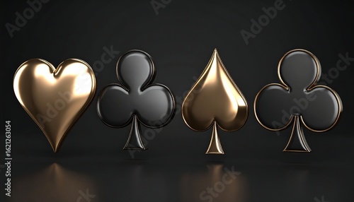 Polished playing card suits