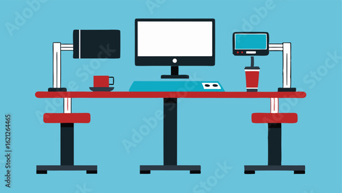 Ergonomic Accessories A desk setup featuring ergonomic accessories like a keyboard tray and monitor stands catering to employees with different physical needs.