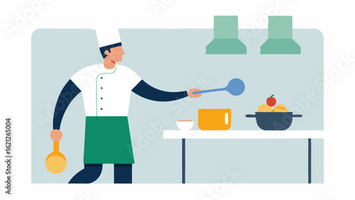 Culinary Creation A chef with a prosthetic arm skillfully sautéing vegetables in a kitchen using adaptive kitchen tools designed for accessibility while an assistant provides