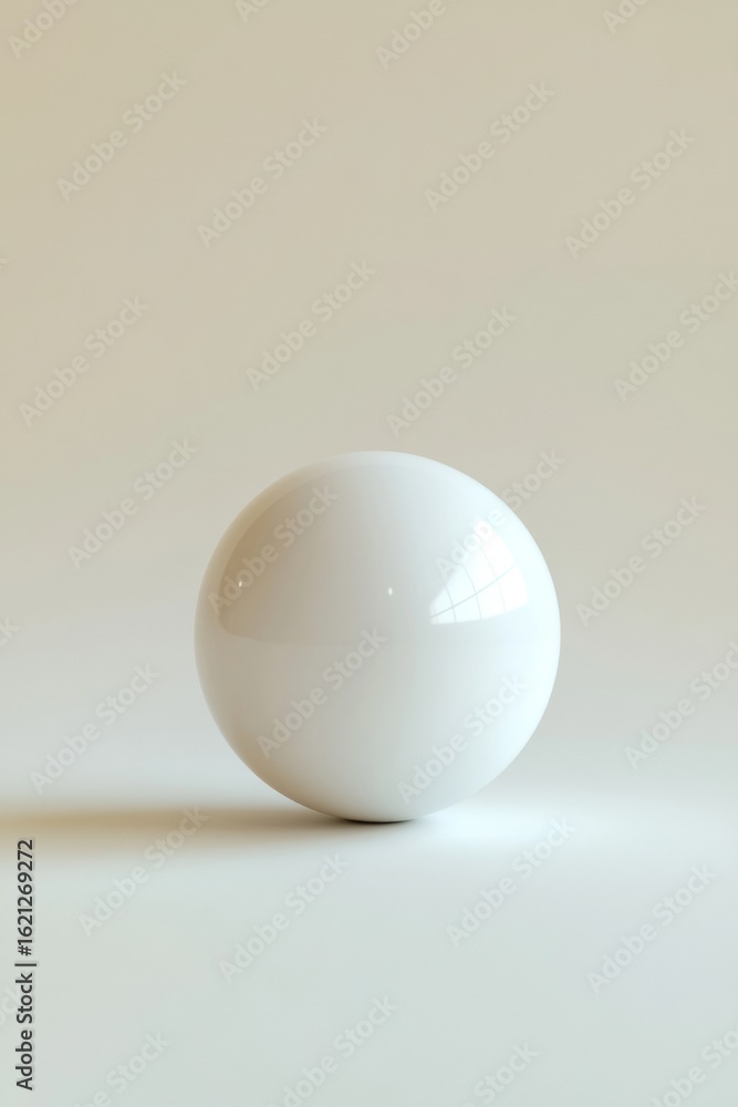 Fototapeta premium A single round white decorative ball, ideal for minimalistic or contemporary home decor. It can be used as a tabletop accent or wall art.