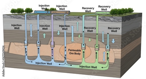 Hydrometallurgical Mining and Injection Wells: Solution Mining Process in Permeable Ore Body, Underground Ore Extraction: Hydrometallurgy and its Environment