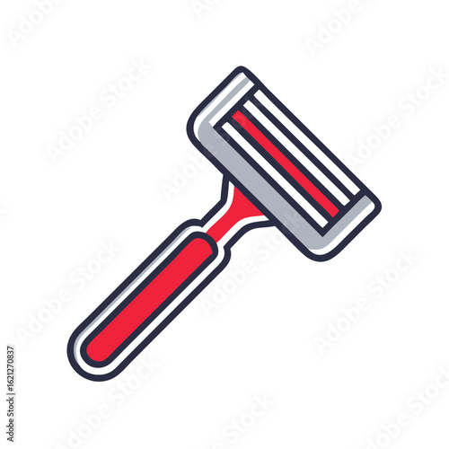 Razor icon in red and gray for grooming and hygiene