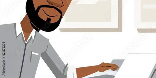 Animation office worker in the corporate workplace using the copy machine to print documents and scan/fax for business paperwork