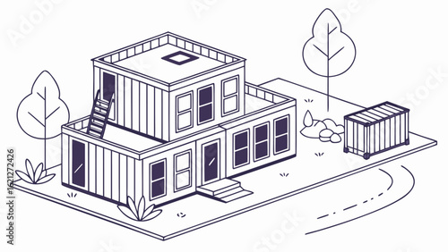 Smart House with Shipping Container, Modern Shipping Container Home, Container house, Container custom home design Plan with Top View for Architectural and Real Estate Design, Small Home