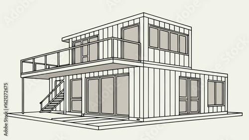 Smart House with Shipping Container, Modern Shipping Container Home, Container house, Container custom home design Plan with Top View for Architectural and Real Estate Design, Small Home